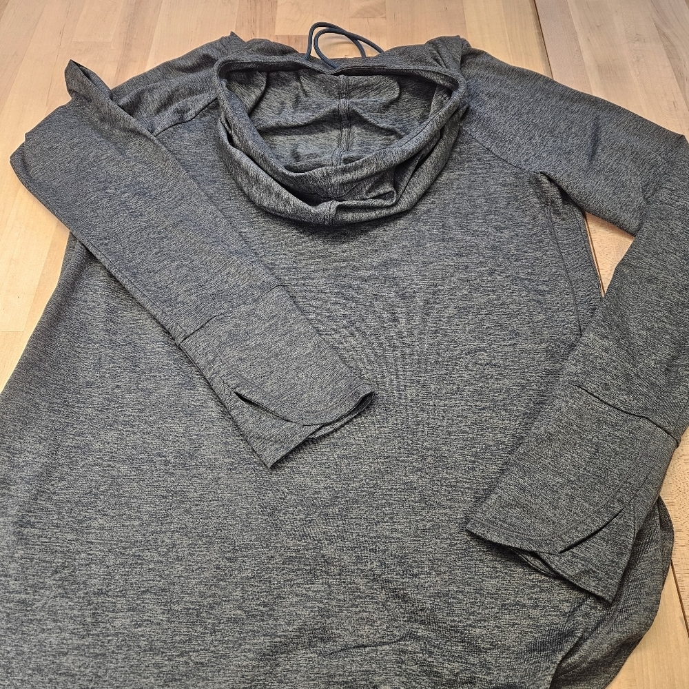 Athleta Uptempo Hoodie Women’s Size Small Gray Heather Thumbholes Drawstring - Picture 9 of 9